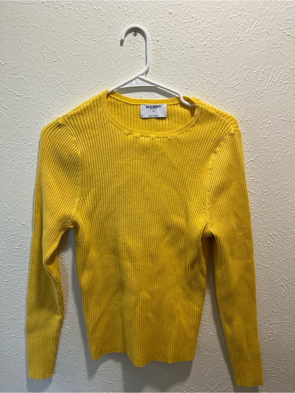 Old Navy Bright Yellow Ribbed Crewneck Sweater